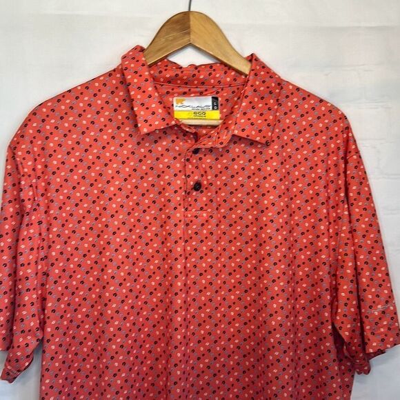 Nicklaus Mens Hot Corral Blue Patterned Golf Polo L Eco Choice Stay Dri - Picture 2 of 8